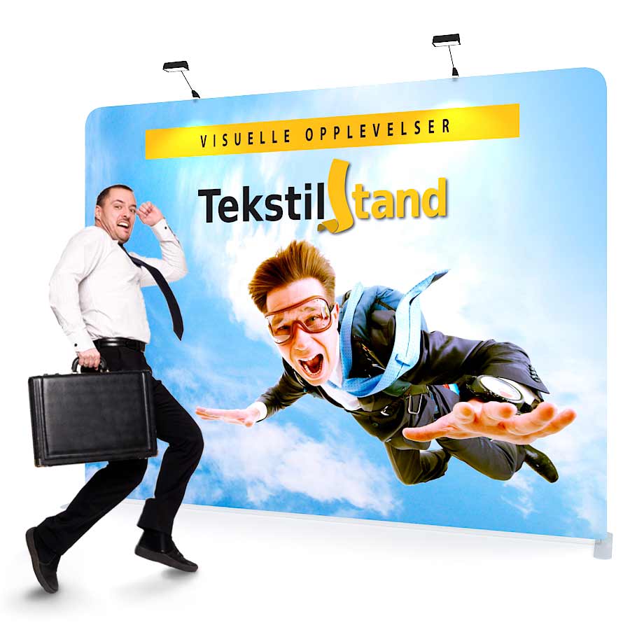 Elegante TekstilStand messevegg Rett. Her 293x228 cm. Leveres i flere størrelser!