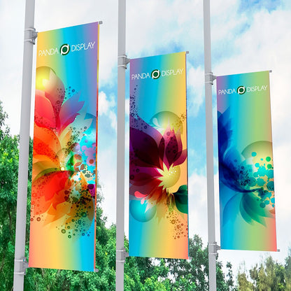 Gatebanner Gateflagg Stolpebanner Stolpeflagg Komplett, 60x200 dobbeltsidig banner m/bannerarm.